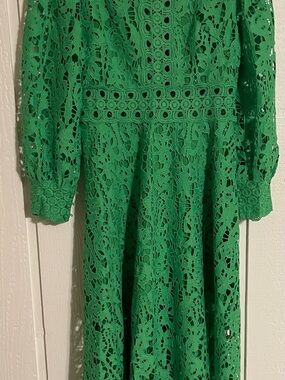 Lace Crochet Long Sleeve Maxi Dress in Green Catchall